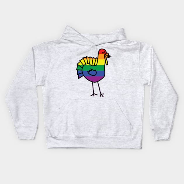 Pride Turkey at Thanksgiving Kids Hoodie by ellenhenryart